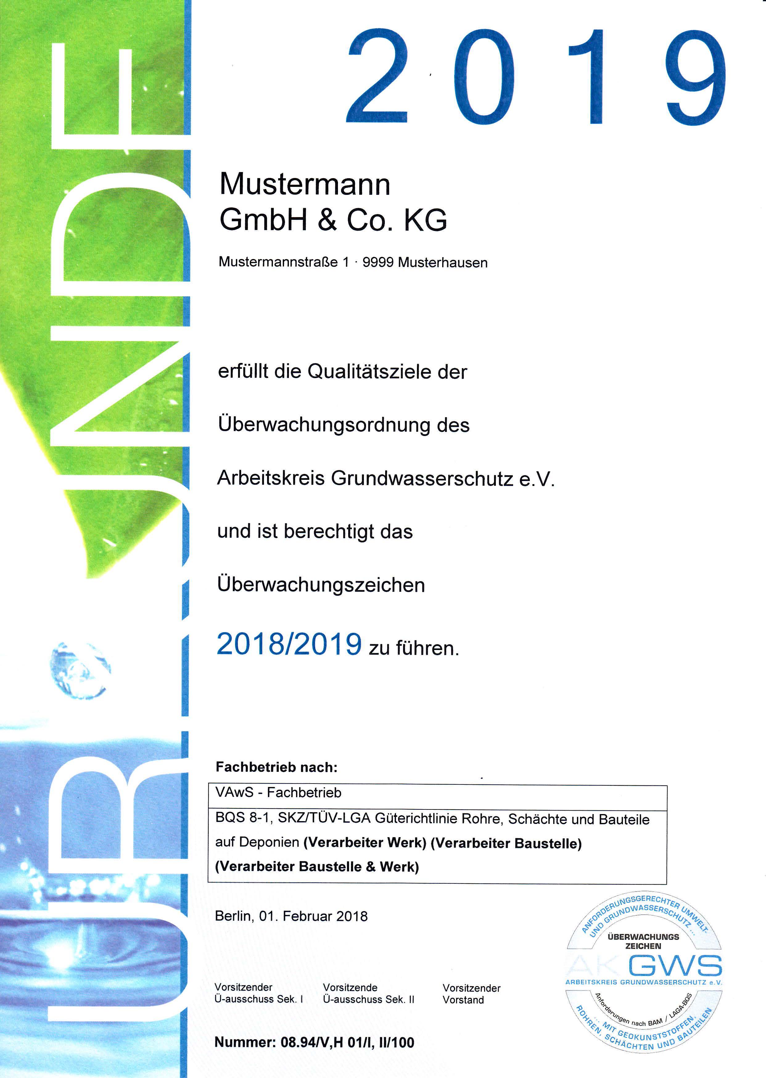 Musterurkunde AK GWS e.V.